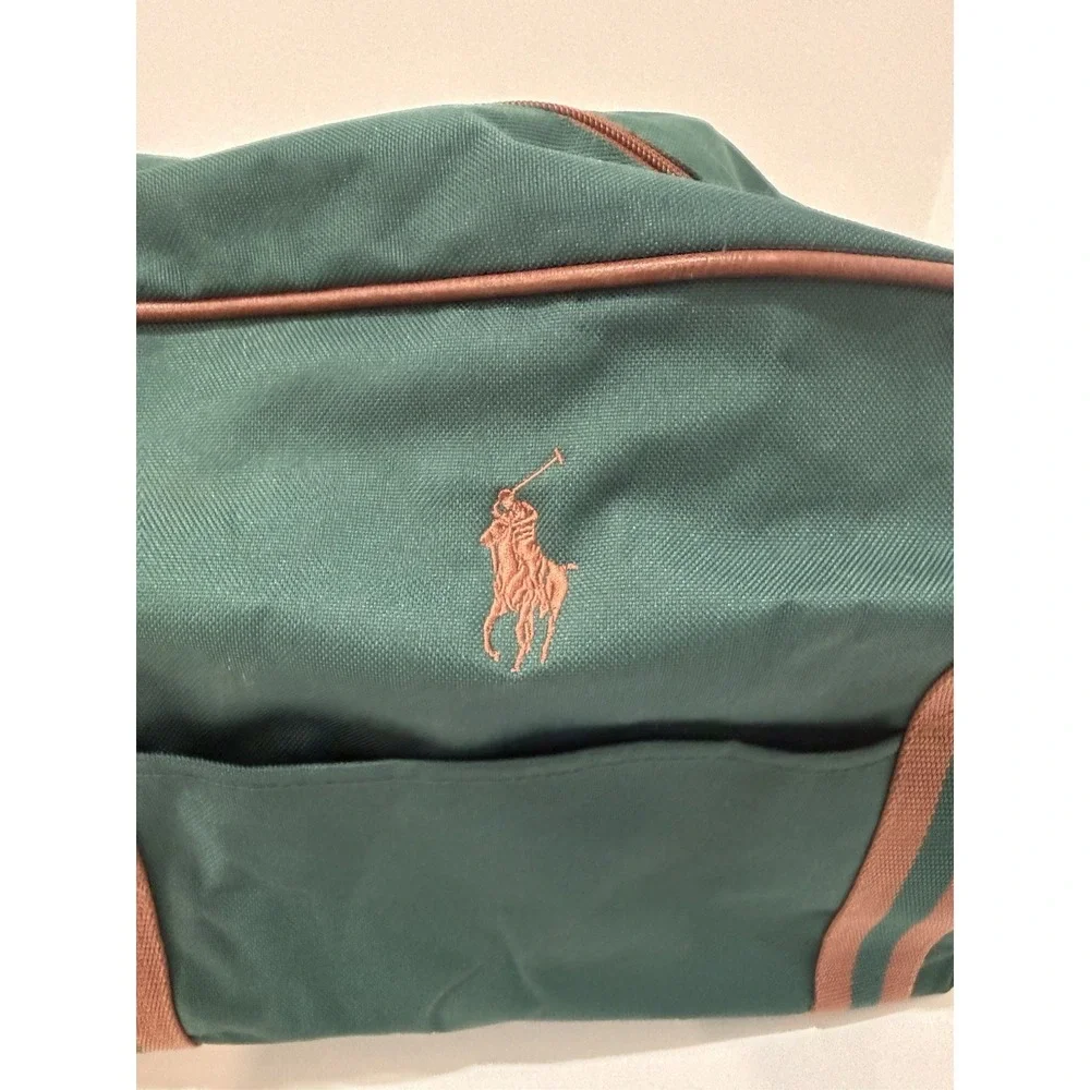 Vintage Polo Ralph Lauren 90s Green Canvas Duffle Weekender Bag